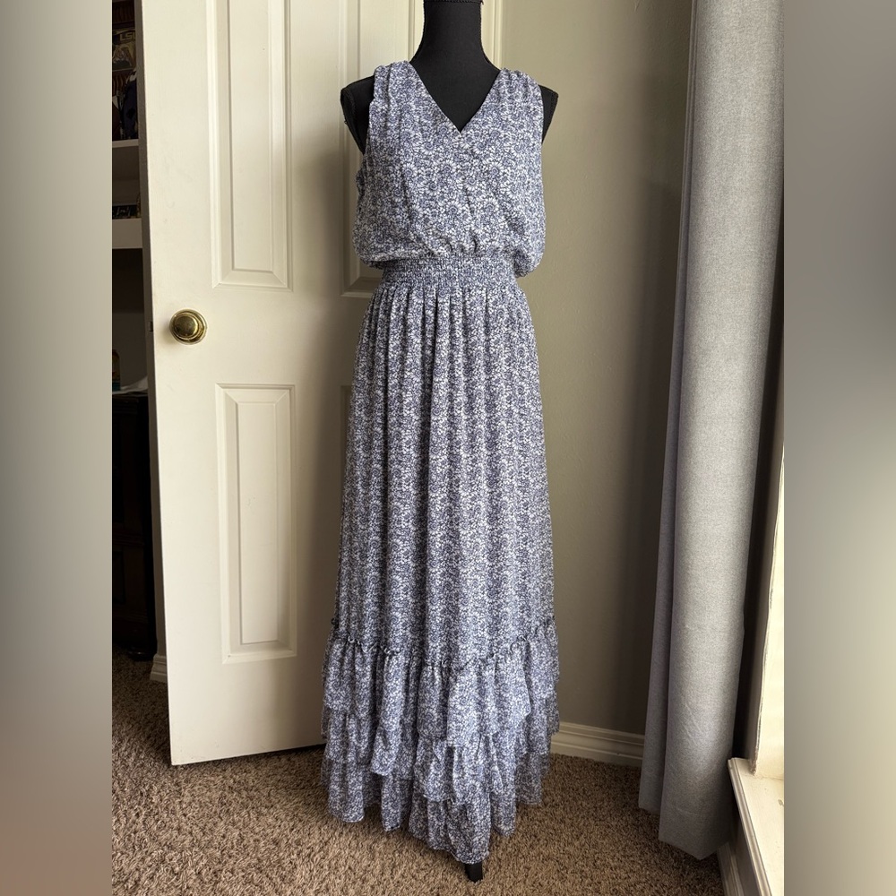 MSK Blue Patterned Maxi Dress